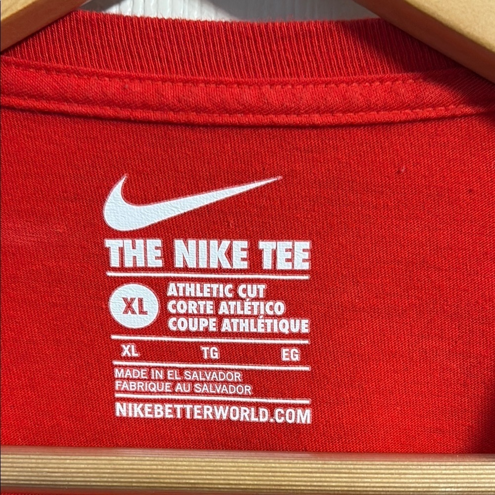Nike Red Short Sleeve Tee with Black Logo - Picture 2 of 4